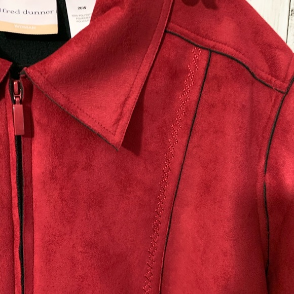 Alfred Dunner plus  Red faux suede fleece jacket - Picture 2 of 9